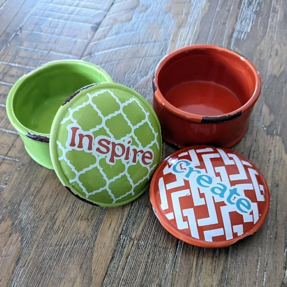 Ceramic Trinket Boxes Set of 2 Create Inspire